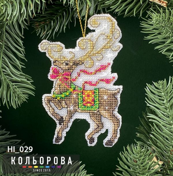 Новорічна іграшка на пластиковій основі №29 Новорічний олень