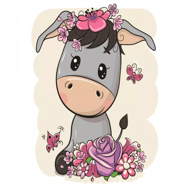 Набір для розпису по номерах Маленький ослик у квітах