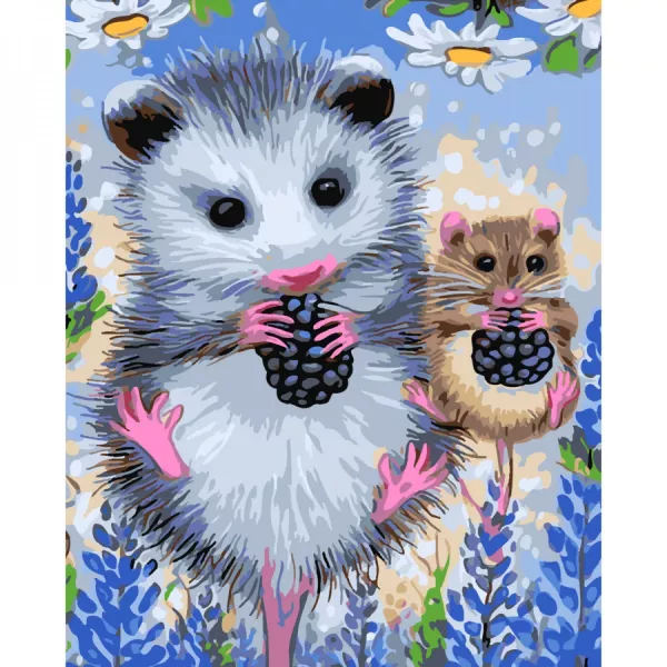 Набір для розпису по номерах Маленкі опосуми з ягідками