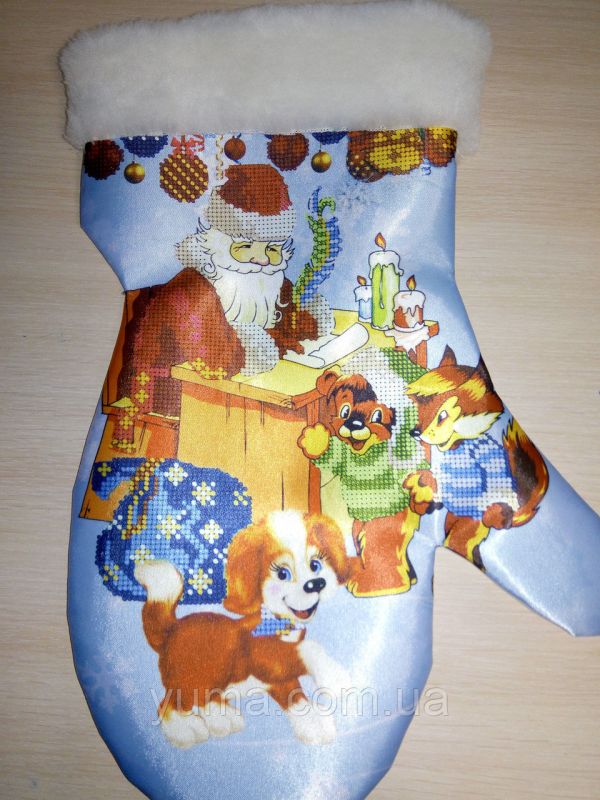 Пошита новорічна рукавичка для вишивки №7