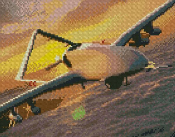 Алмазна мозаїка  Байрактар серед хмар