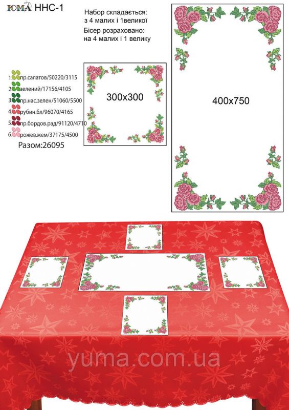 Набір настільних серветок для вишивки №1