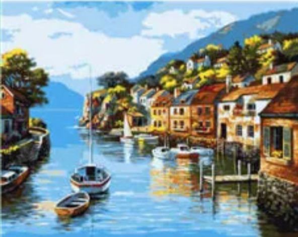 Картина за номерами Затишний міський краєвид