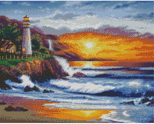 Алмазна мозаїка  Маяк на березі океану