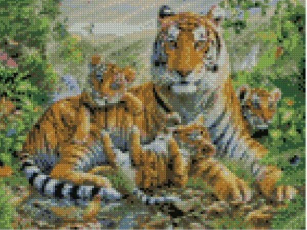 Алмазна мозаїка  Сімейство тигрів