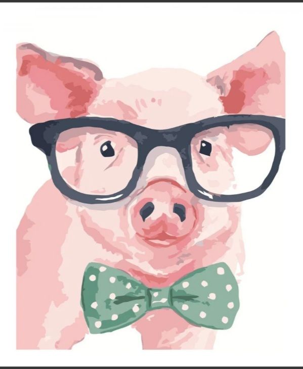 Набір для розпису по номерах Порося в окулярах