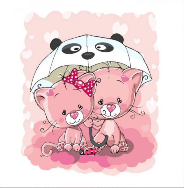 Набір для розпису по номерах Рожеві котики під парасолькою