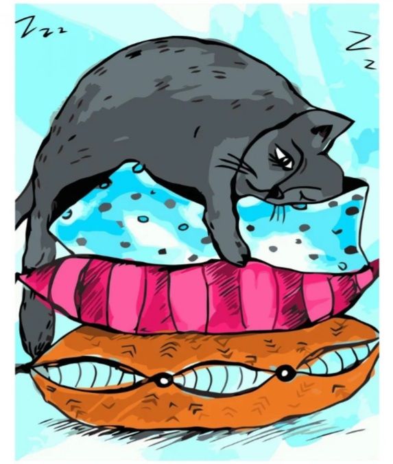 Набір для розпису по номерах Втомлений сірий кіт