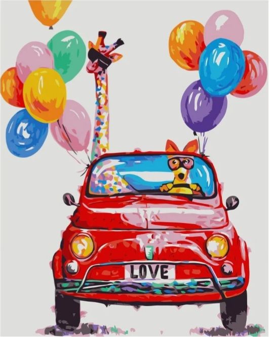 Набір для розпису по номерах Друзі на червоній машині