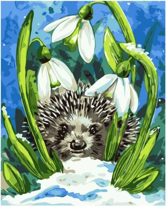 Набір для розпису по номерах Їжачок під підсніжниками