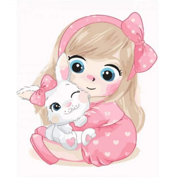 Набір для розпису по номерах Дівчинка з зайчиком