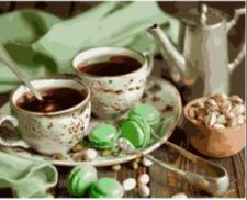 Картина за номерами Кава на двох з макарунами