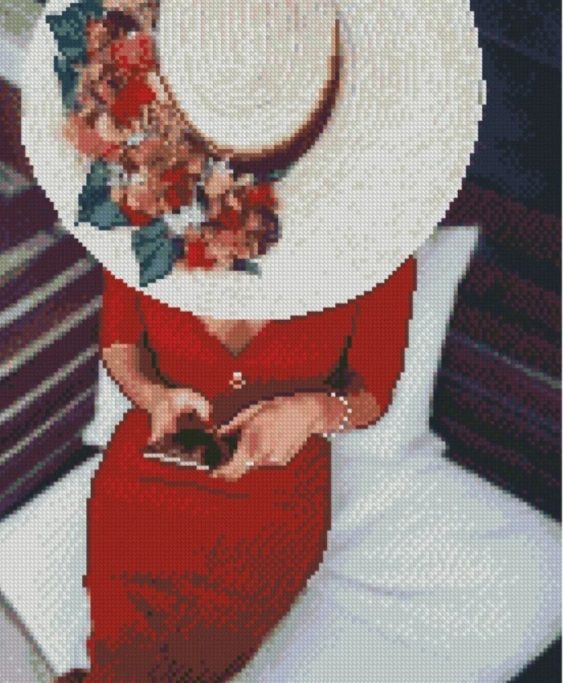 Алмазна картина Леді в червоному