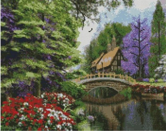 Алмазна картина  Старовинний будинок з містком