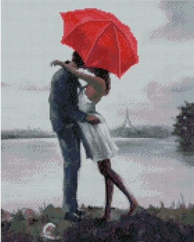 Алмазна картина Закохана пара під парасолькою