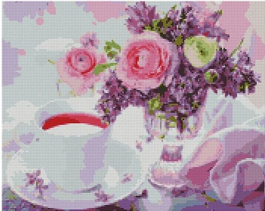 Алмазна картина Букетик і чашечка чаю