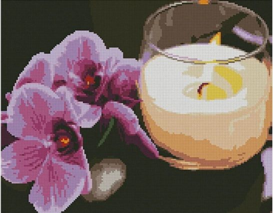 Алмазна картина Орхідея і свічка