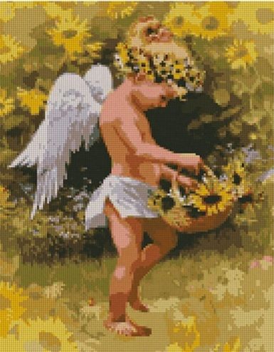 Алмазна картина Янголятко з кошиком