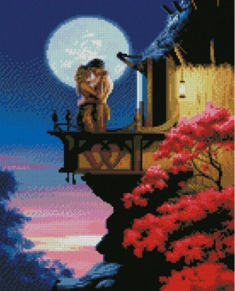 Алмазна картина Двоє під місяцем