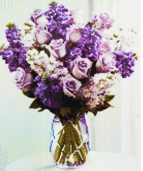 Алмазна картина Букет у бузкових відтінках