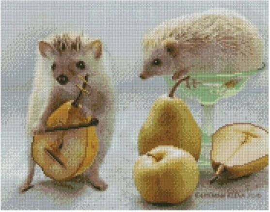 Алмазна картина  Їжачки з фруктами