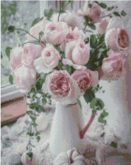 Алмазна картина Букет ніжних рожевих троянд