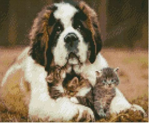 Алмазна мозаїка  Сенбернар та кошенята