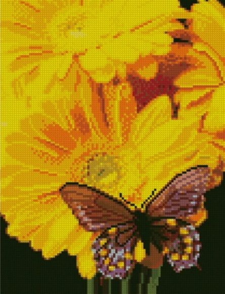 Алмазна мозаїка  Метелик на соняшнику