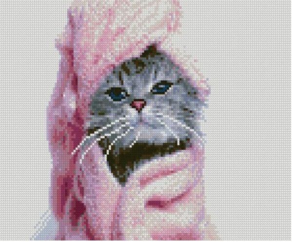 Алмазна мозаїка Котик в рушничку