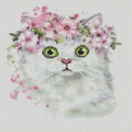 Алмазна мозаїка Кішечка у віночку