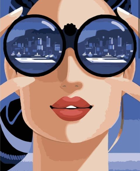 Картина за номерами Місто в біноклі