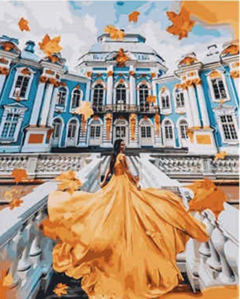 Картина за номерами  Жовта сукня