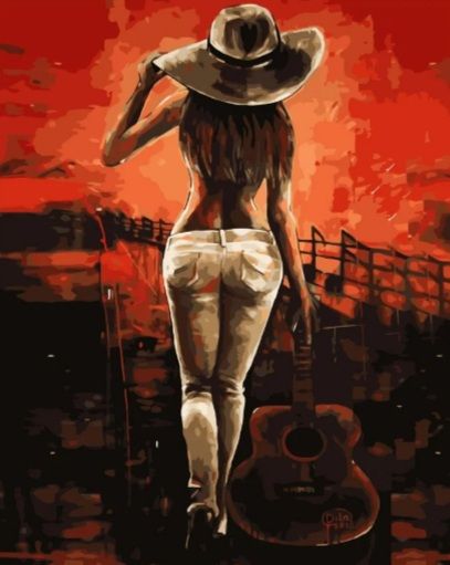 Картина за номерами  Дівчина з гітарою