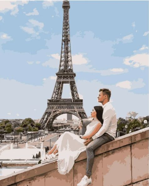 Картина за номерами Закохані біля Ейфелевої вежі