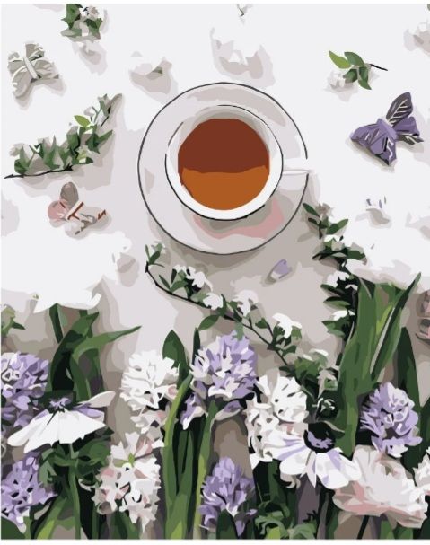 Картина за номерами Кава і квіти