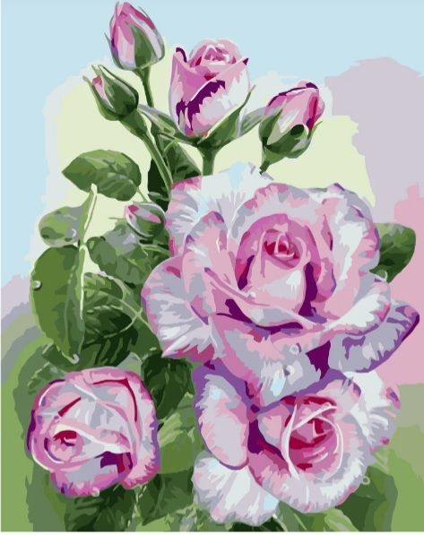 Картина за номерами Гілочка рожевих троянд