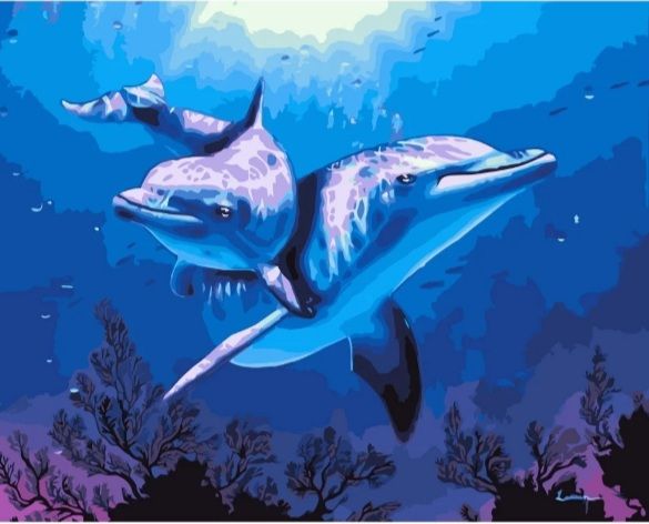 Картина за номерами  Дельфіни