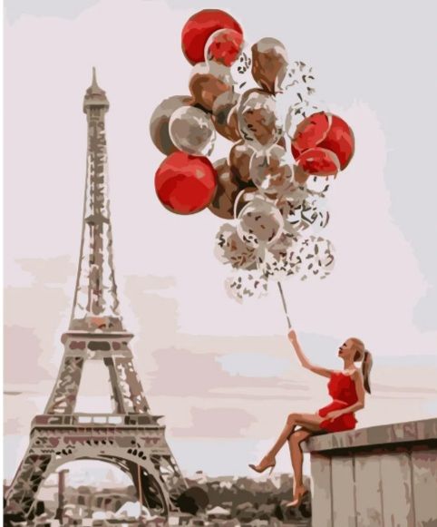 Картина за номерами  Дівчина з кульками