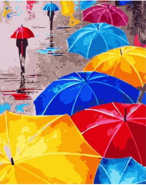 Картина за номерами Різнобарвні парасольки