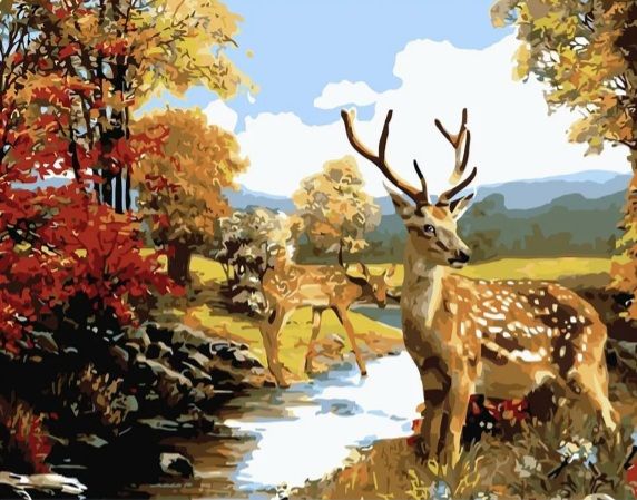 Картина за номерами Олені в лісі