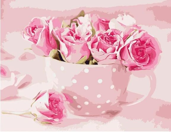 Картина за номерами Рожеві троянди у келиху