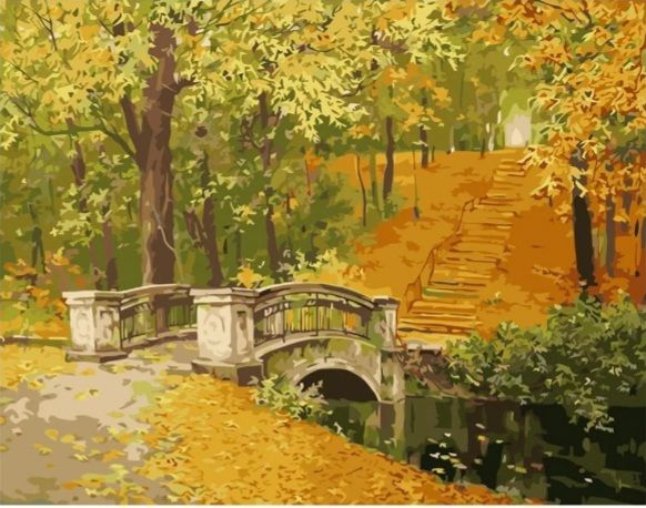 Картина за номерами  Міст в осінь
