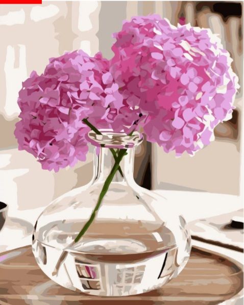 Картина за номерами Ваза з бузком