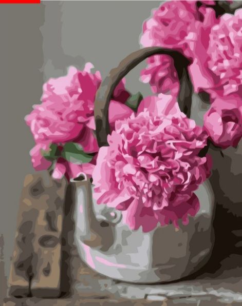 Картина за номерами Півонії в чайнику