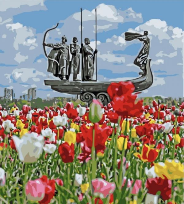 Картина за номерами Засновники серед тюльпанів