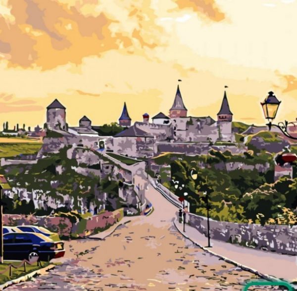 Картина за номерами Кам'янець-Подільський замок при заході сонця