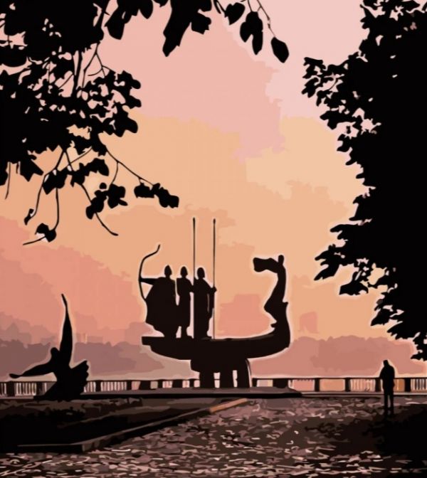 Картина за номерами Пам'ятник засновникам на світанку