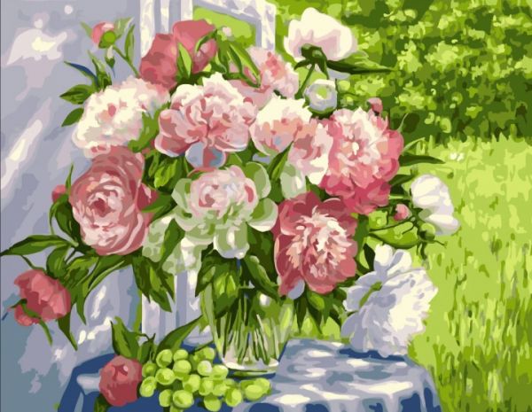 Картина за номерами Букет піонів біля вікна