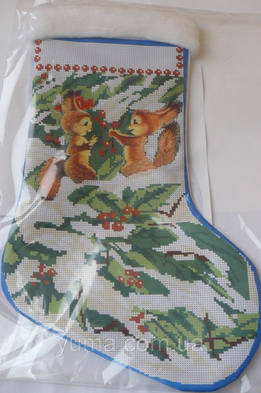 Пошитий новорічний чобіток для вишивки №7