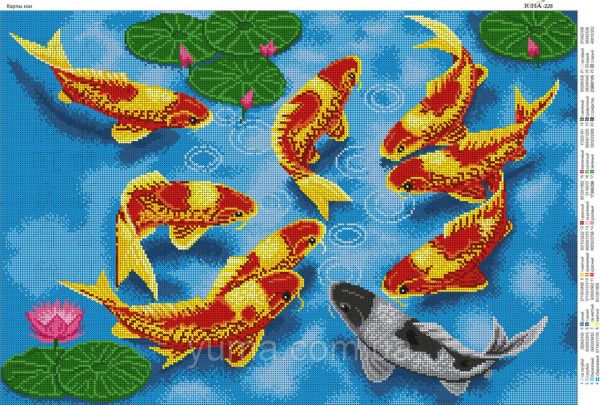 Схема для вишивки  9 карпів